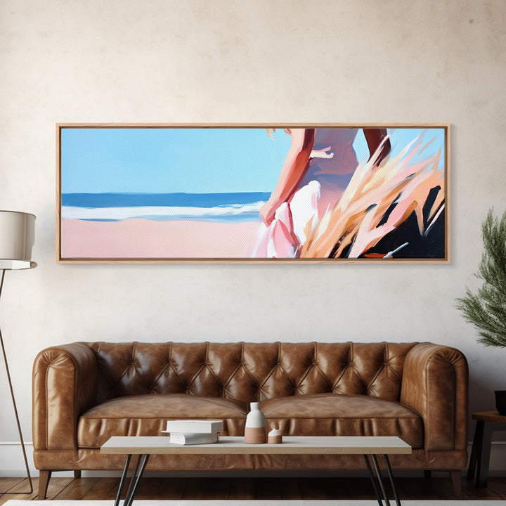 Ocean Breeze, Coastal Woman, Serenity Art, Beach Aesthetic, Canvas Print, Boho Wall Art, Relaxing Bedroom Wall Decor