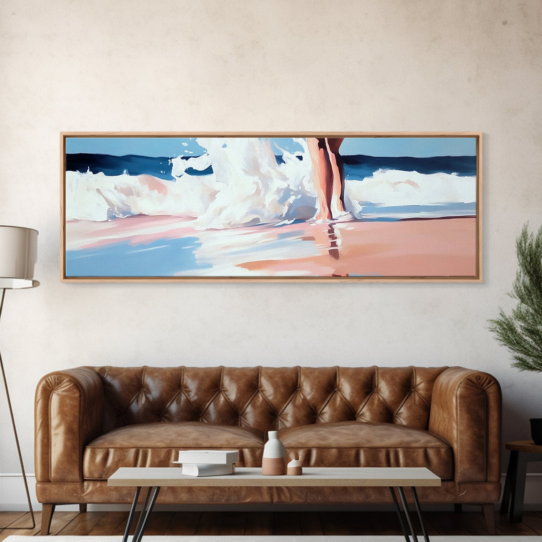 Beach Reflection, Seascape Art, Framed Canvas Print, Coastal Wall Art, Nautical Home Decor, Minimalist Water Painting, Bathroom Art