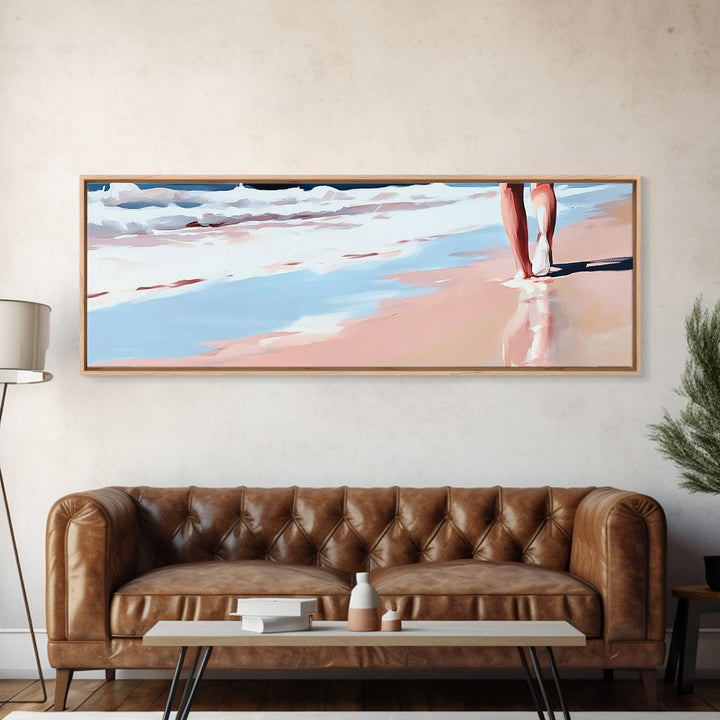 Coastal Walk, Beach, Ocean, Serenity, Framed Canvas Print, Coastal Wall Art, Nautical Decor, Living Room Wall Art, Minimalist Art