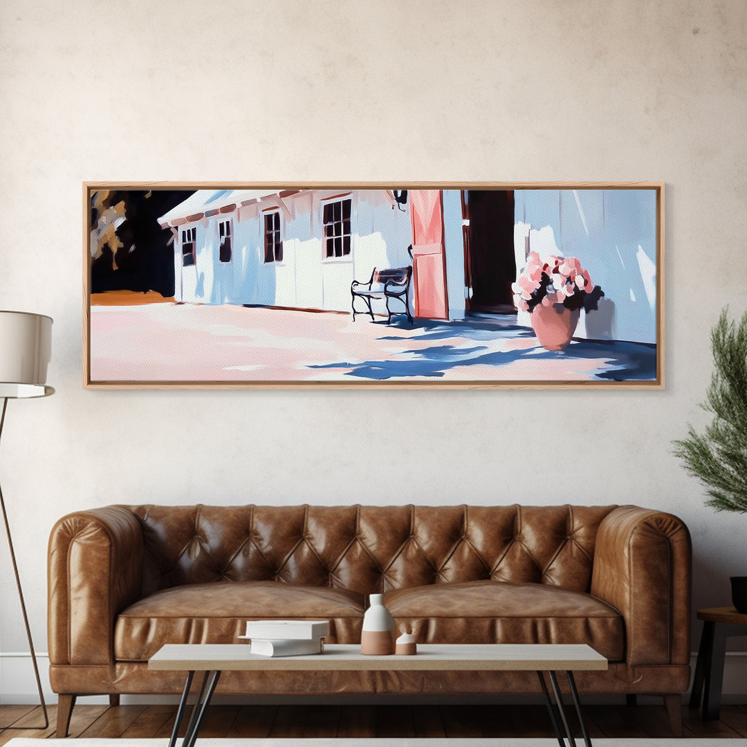 Coastal Barn, rustic farmhouse decor, country wall art, modern country print, neutral home decor, framed canvas print, bedroom art