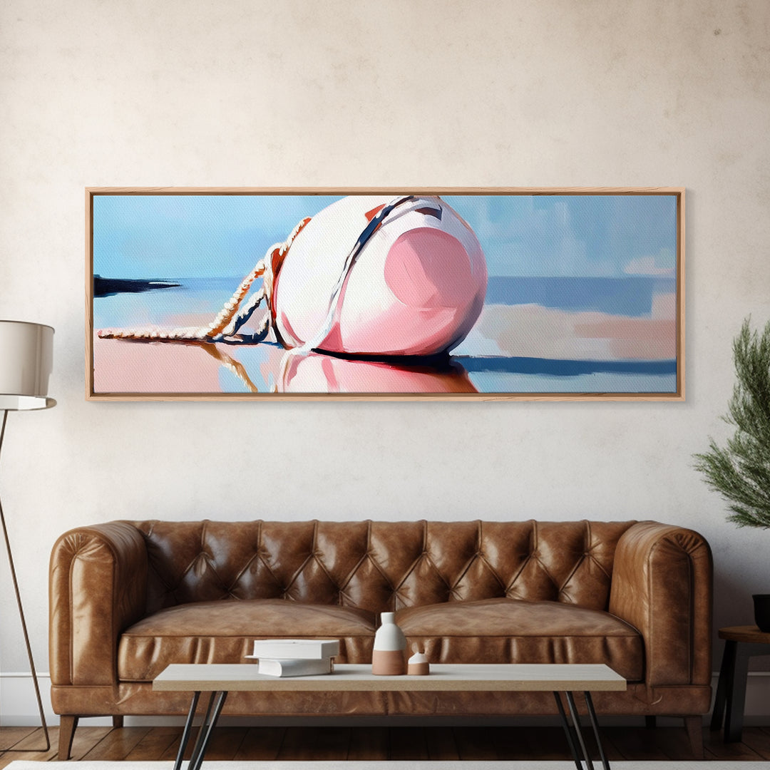 Nautical Buoy, seaside coastal wall art, beach house decor, maritime aesthetic, minimalist print, framed canvas print, lake house art