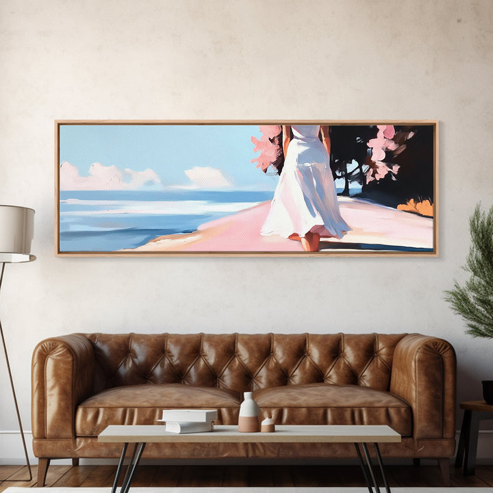 Ocean Breeze, Coastal Landscape, Bathroom Wall Art, Canvas Print, Minimalist Seascape, Pastel Beach Decor, Soft Aesthetic Artwork