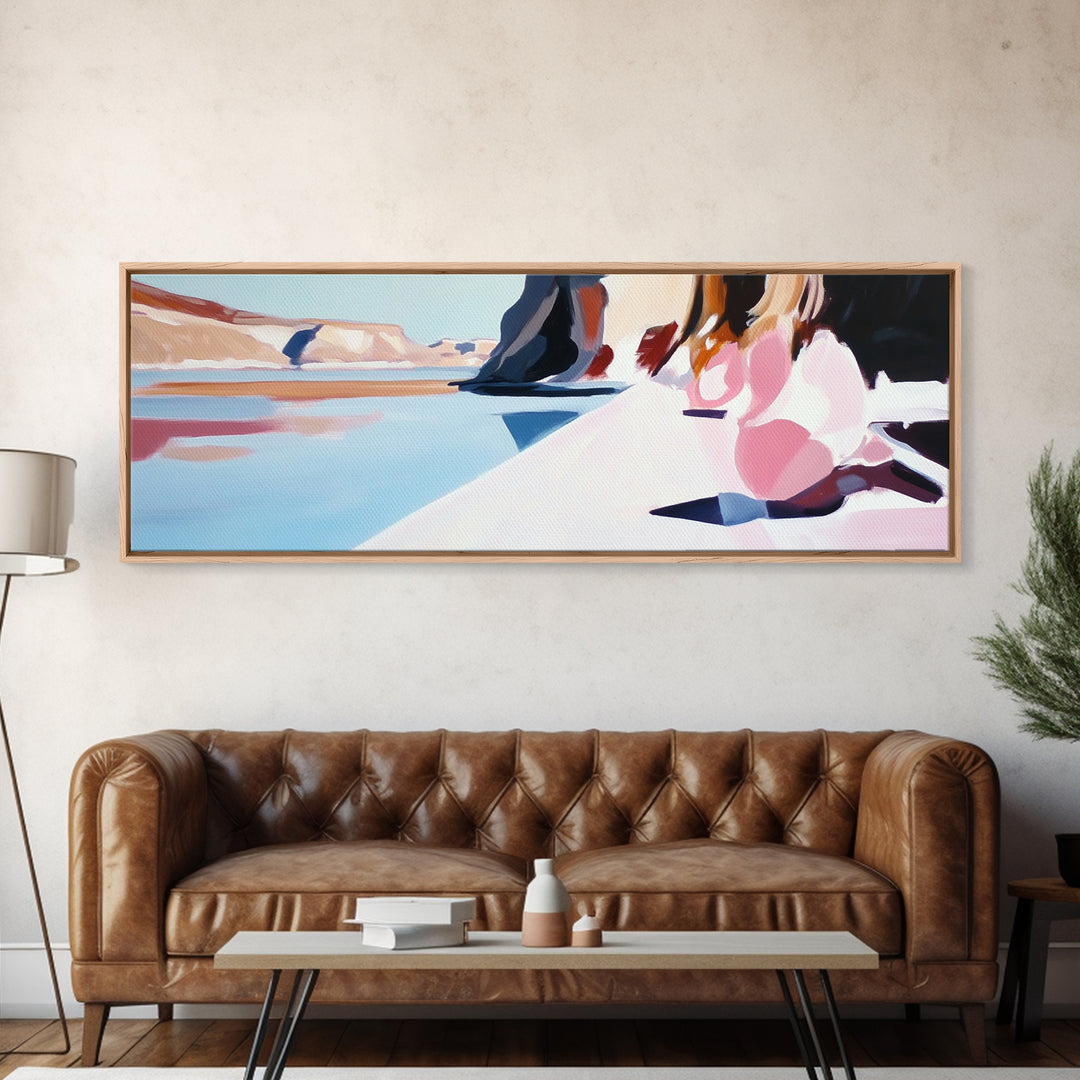 Desert Reflection, Minimalist Art, Modern Landscape, Neutral Tones, Framed Canvas Print, Boho Decor, Living Room Wall Art, Large Art