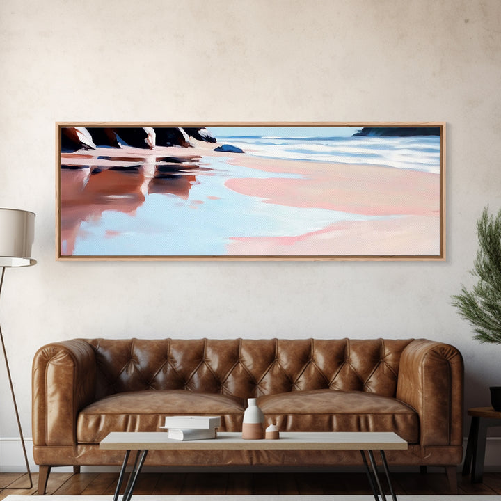 Hand Reflection, Abstract Art, Soft Blues, Pink Hues, Framed Canvas Print, Contemporary Wall Art, Bedroom Decor, Zen Aesthetic