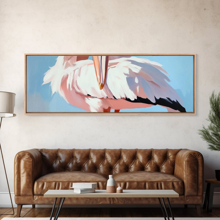 Pelican, Coastal, Bird, Canvas Print, Seaside Wall Art, Nautical Decor, Ocean Wildlife Art, Minimalist Beach House Artwork, Living Room Art