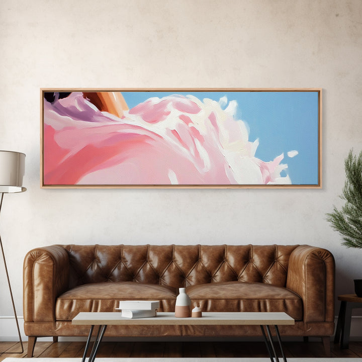Abstract Floral Art, Soft Pink Flowers, Boho Home Decor, Minimalist Framed Canvas Print, Elegant Wall Art, Feminine Bedroom Painting
