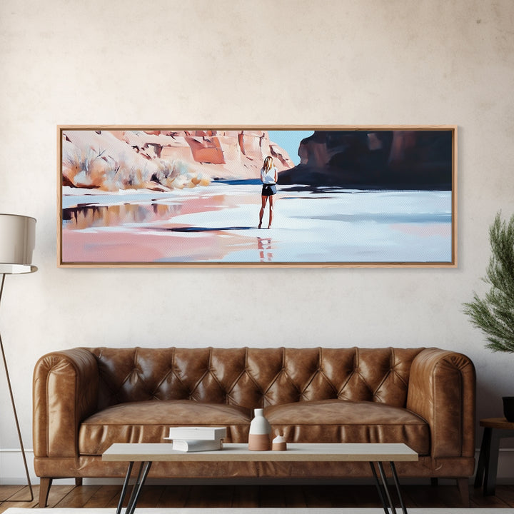 Desert River Scene, Canyon Artwork, Earthy Tones, Southwest Landscape, Minimalist Home Decor, Living Room Print, Canvas Print