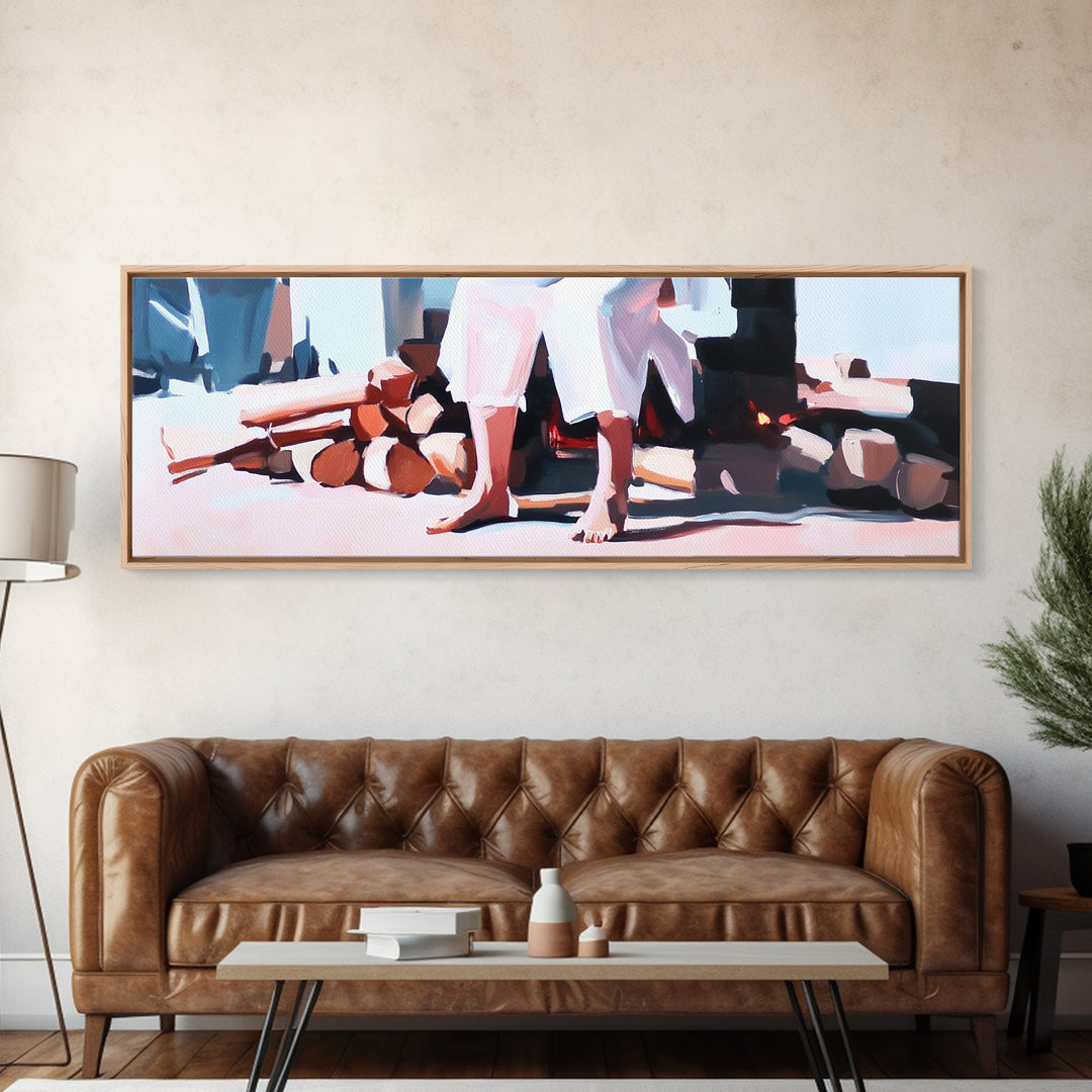 Beach Reflections, Ocean Shore, Summer Vibes, Framed Canvas Print, Coastal Wall Decor, Seascape Painting, Minimalist Beach Art