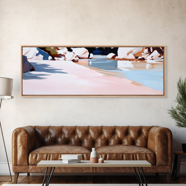 Riverbank Scene, Tranquil Water, Nature Landscape, Minimalist Water Reflection, Boho Earthy Decor, Relaxing Wall Art, Canvas Print