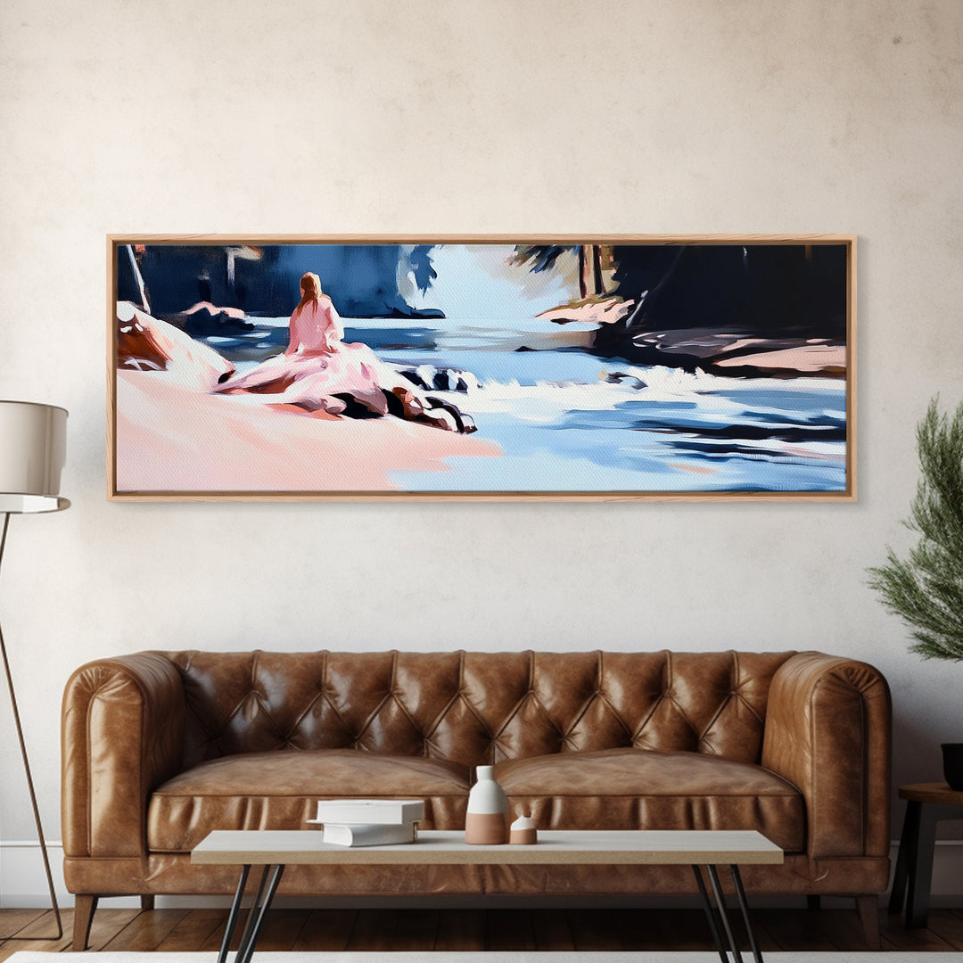 Riverside Serenity, Tranquil Landscape, Nature Lover Decor, Zen Aesthetic, Framed Canvas Print, Rustic Living Room Wall Art