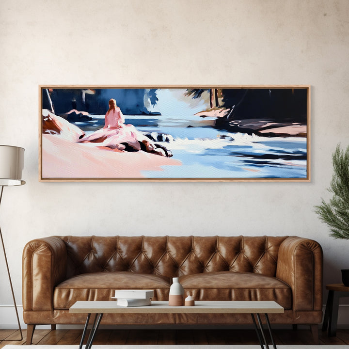 Riverside Serenity, Tranquil Landscape, Nature Lover Decor, Zen Aesthetic, Framed Canvas Print, Rustic Living Room Wall Art