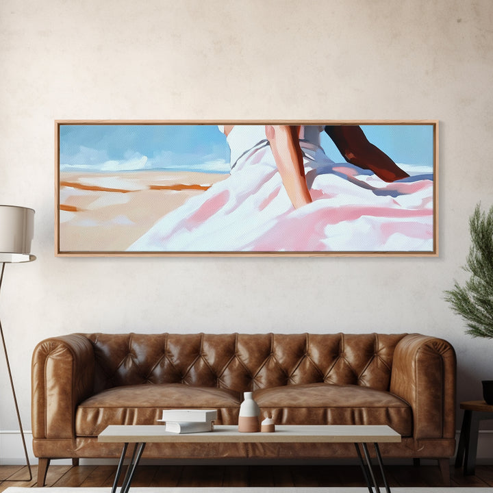 Desert Dress, Sunset Art, Pastel Landscape, Framed Canvas Print, Soft Aesthetic, Minimalist Wall Art, Elegant Home Decor, Bedroom Art