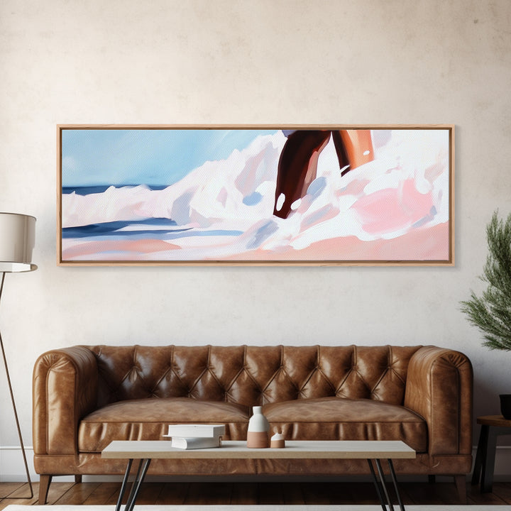 Ocean Splash Painting, Coastal Wave Print, Minimalist Beach Art, Soft Pastel Seascape, Large Canvas Print, Boho Home Decor, Bedroom Art