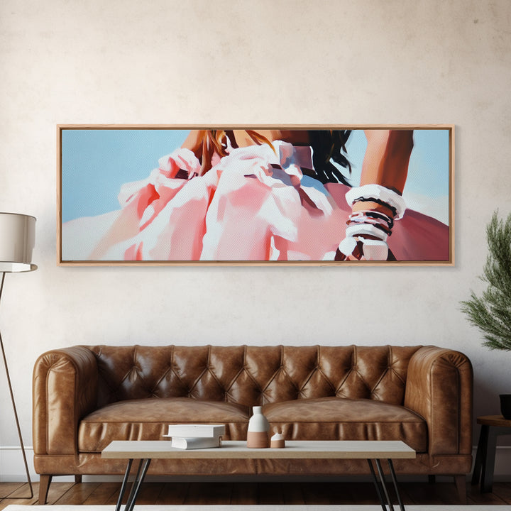 Boho Fashion Art, Flowing Dress Print, Pastel Aesthetic Painting, Minimalist Chic Decor, Large Canvas Print, Bedroom Wall Art