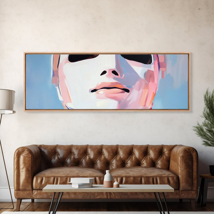 Abstract Mask Art, Portrait Painting, Soft Pastel Expression, Unique Wall Decor, Large Canvas Print, Minimalist Home Art, Boho Aesthetic