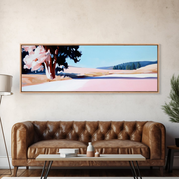 Blooming Tree, Nature Landscape, Spring Art, Framed Canvas Print, Living Room Wall Art, Impressionist Painting, Minimalist Decor