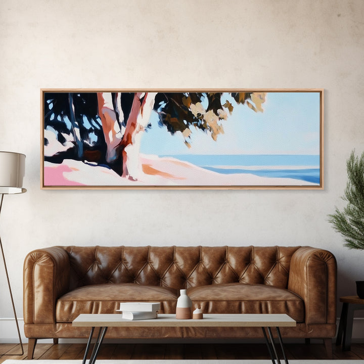 Coastal Serenity, Ocean View, Beach Art, Framed Canvas Print, Bedroom Wall Art, Modern Seascape, Relaxing Coastal Decor, Blue Tones