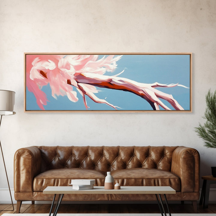Blossoming Driftwood, Abstract Tree, Whimsical Nature, Framed Canvas Print, Bedroom Wall Art, Soft Pastel Decor, Contemporary Artwork