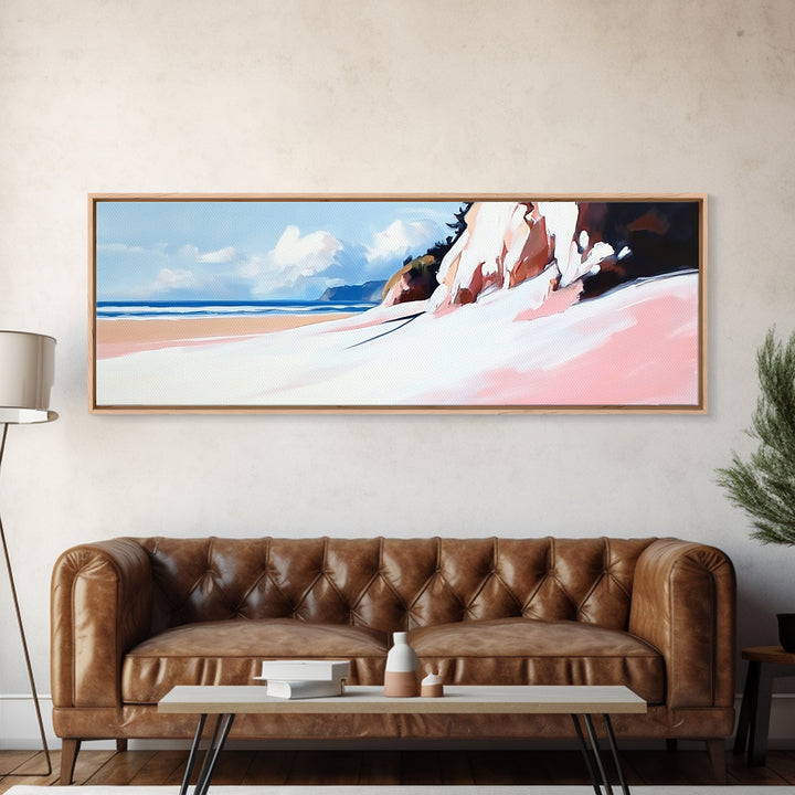 Ocean Cliff, Beach Wall Art, Coastal Landscape, Nature Painting, Serene Seascape, Modern Minimalist, Bedroom Decor, Canvas Print