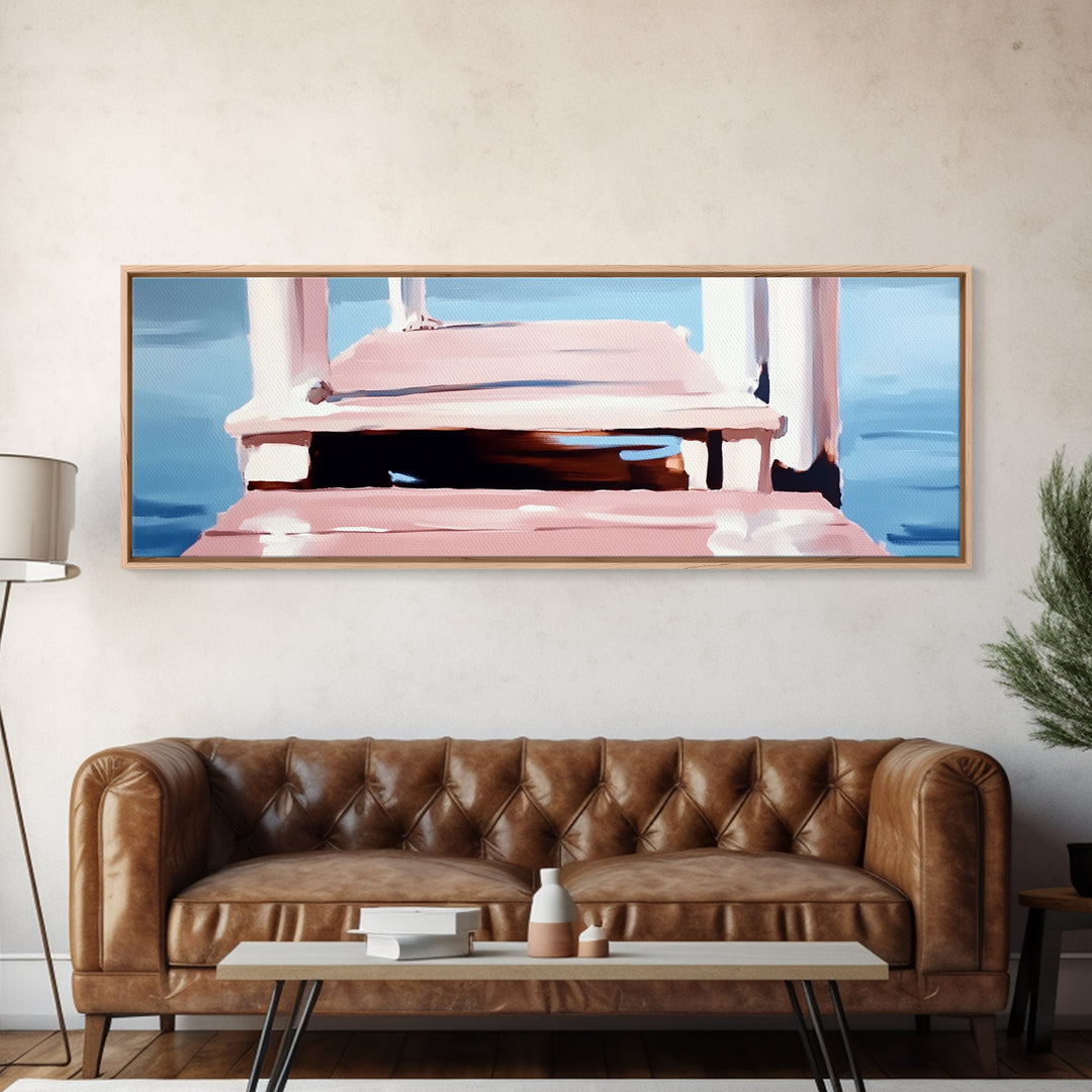 Dock on Water, Serene Reflection, Minimalist Art, Nautical Decor, Canvas Print, Coastal Home Art, Relaxing Wall Art, Lake House Decor