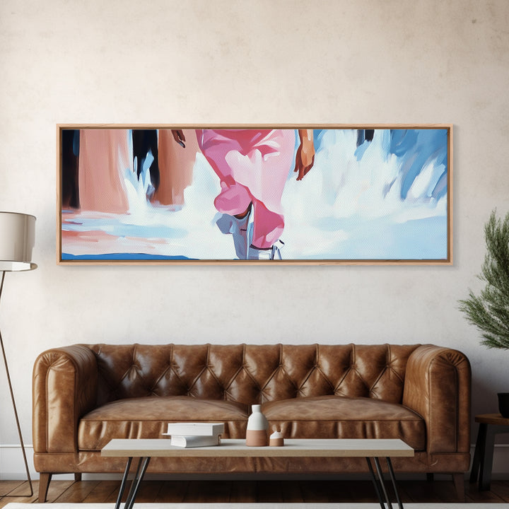 Beach Walk, Coastal Wall Art, Seascape Painting, Soft Pastel Home Decor, Minimalist Beach Aesthetic, Framed Canvas Print, Ocean Art