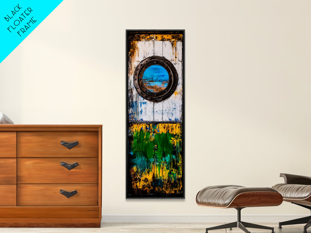 Nautical Window, Rustic Wood, Coastal Home, Canvas Print, Ocean View, Maritime Wall Art, Beach House Decor, Living Room Wall Art