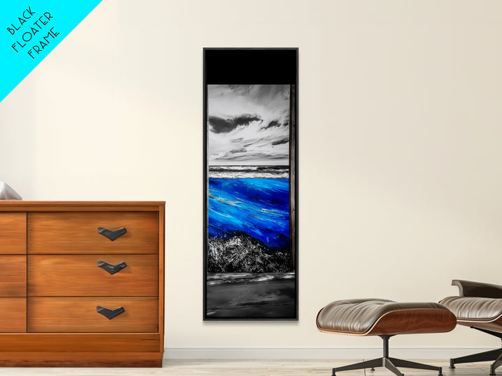 Ocean View, Blue Wave Art, Coastal Decor, Nautical Wall Art, Modern Abstract, Beach House Decor, Framed Canvas Print