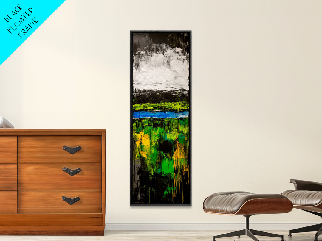 Abstract Landscape, Green Blue Art, Modern Wall Art, Framed Canvas Print, Office Decor, Large Artwork, Living Room Art, Minimalist Art
