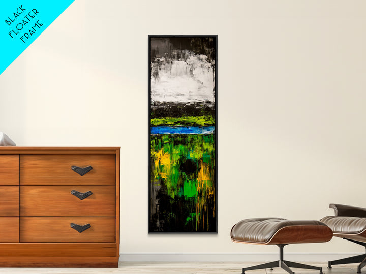 Abstract Landscape, Green Blue Art, Modern Wall Art, Framed Canvas Print, Office Decor, Large Artwork, Living Room Art, Minimalist Art