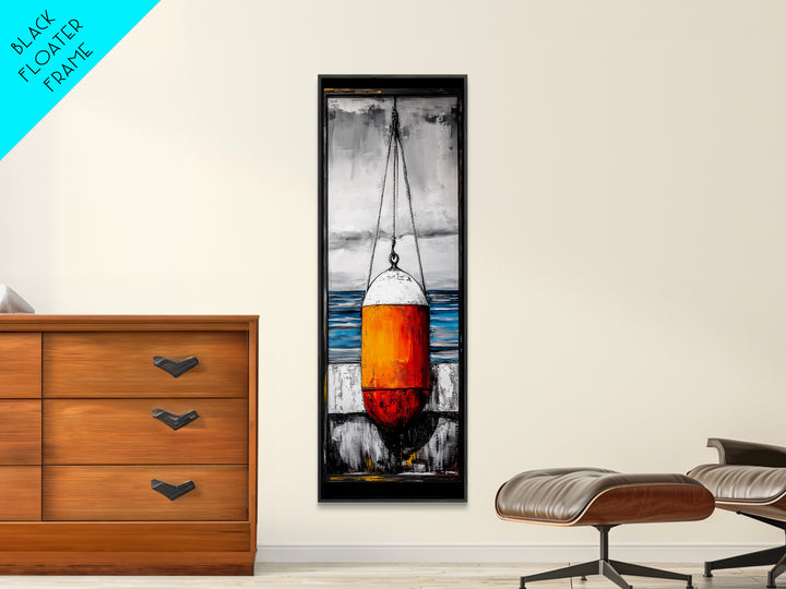 Nautical Buoy, Coastal Wall Art, Beach House Decor, Ocean Art, Framed Canvas Print, Maritime Art, Living Room Wall Art, Minimalist Style