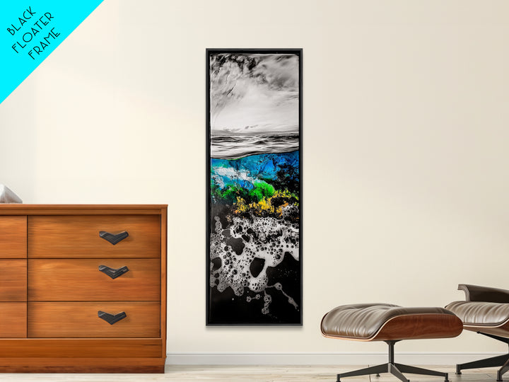 Ocean Depths, Abstract Seascape, Split View Art, Nautical Home Decor, Framed Canvas Print, Coastal Wall Art, Blue Tones Art, Unique Design