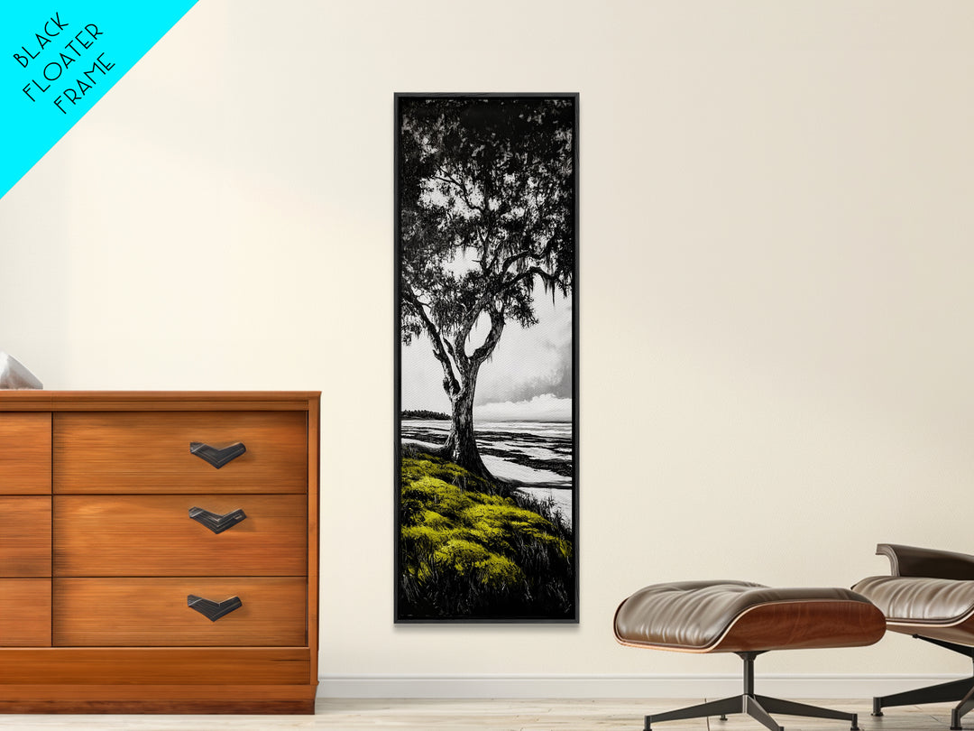 Oak Tree, Marshland Art, Canvas Print, Black and White Tree Art, Nature Wall Decor, Rustic Home Decor, Farmhouse Art, Living Room Wall Art