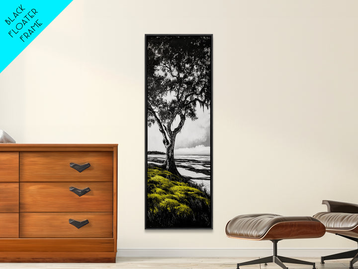 Oak Tree, Marshland Art, Canvas Print, Black and White Tree Art, Nature Wall Decor, Rustic Home Decor, Farmhouse Art, Living Room Wall Art