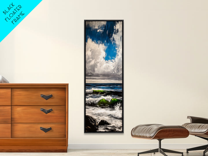 Ocean Wave Painting, Coastal Wall Art, Blue and Green Seascape, Nautical Artwork, Modern Beach House Decor, Living Room Art, Canvas Print
