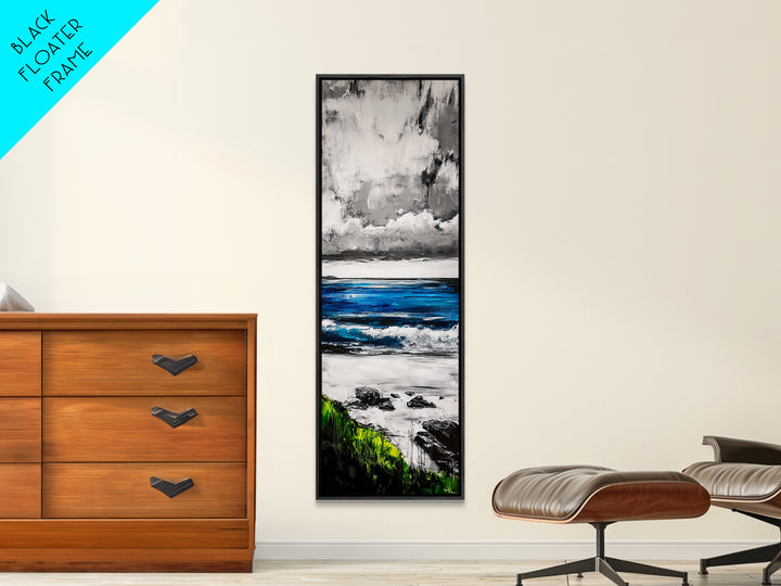 Ocean Horizon Painting, Abstract Seascape Art, Blue and Green Coastal Decor, Contemporary Nautical Art, Dining Room Wall Art, Canvas Print