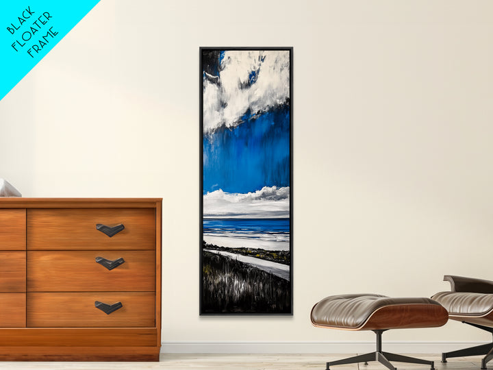 Coastal Path Painting, Modern Beach Landscape, Blue Sky and Ocean Art, Contemporary Home Decor, Living Room Wall Art, Canvas Print