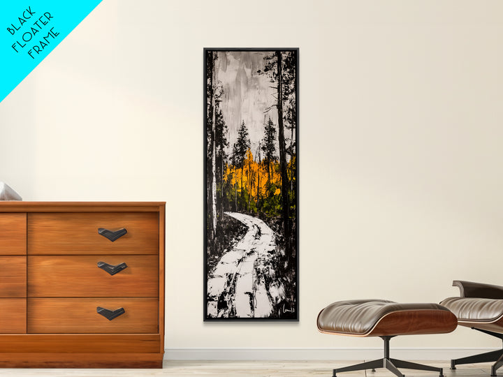 Autumn Forest Path, Fall Landscape Art, Woodland Painting, Nature Wall Art, Rustic Decor, Modern Wall Print, Framed Canvas Print