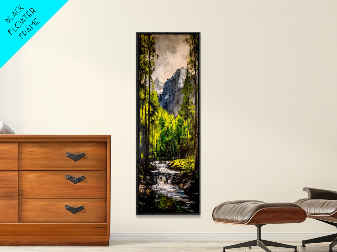 Mountain Escape, Waterfall Art, Forest Landscape, Framed Canvas Print, Nature Wall Art, Rustic Home Decor, Lodge Wall Art
