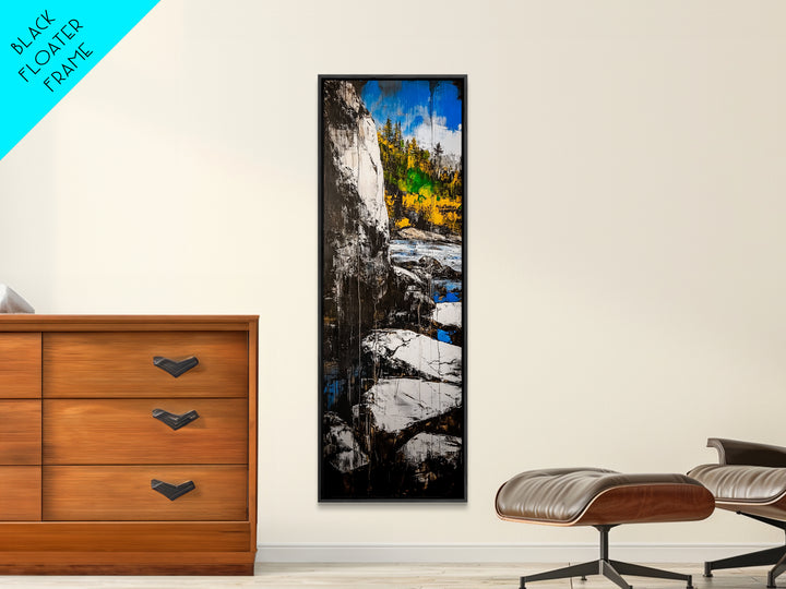 Rugged Cliffs, Rocky Shore, Coastal Scene, Framed Canvas Print, Seaside Decor, Nautical Wall Art, Ocean View, Beach House Decor