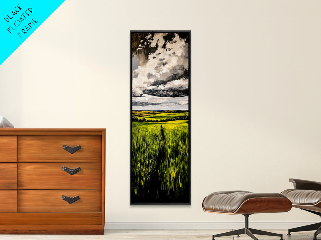 Rolling Fields, Green Landscape Painting, Farmhouse Wall Art, Nature Artwork, Rustic Home Decor, Country Living Room Art, Canvas Print