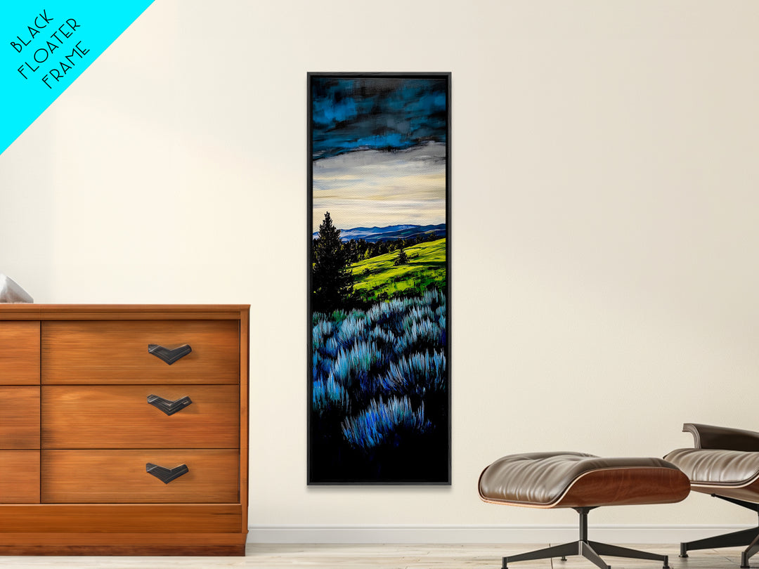 Rolling Hills, Blue and Green Landscape Art, Farmhouse Wall Decor, Modern Countryside Painting, Living Room or Office Art, Canvas Print