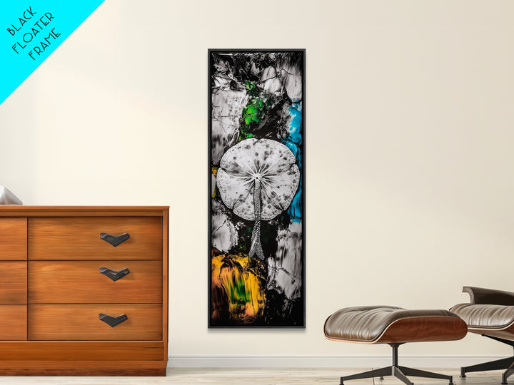 Abstract Mushroom, Black White Art, Modern Wall Decor, Framed Canvas Print, Living Room Art, Minimalist Painting, Unique Gift