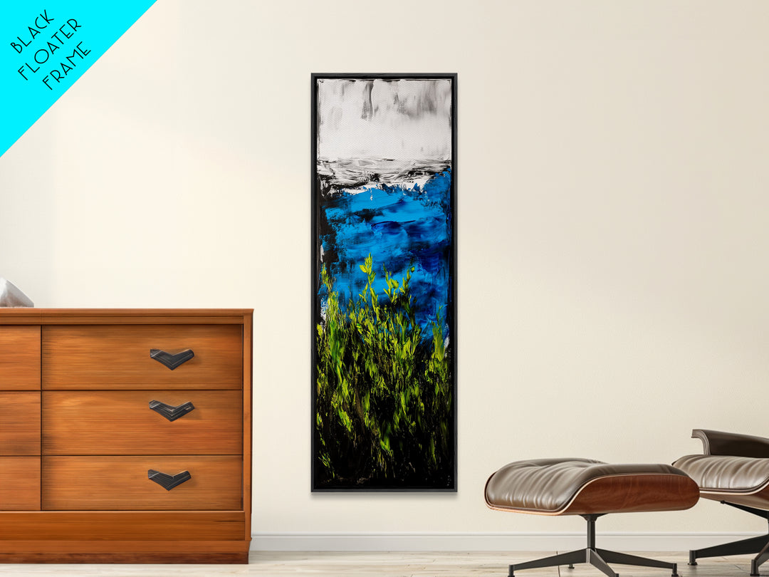 Blue Sea, Green Plants, Ocean View, Canvas Print, Coastal Wall Art, Living Room Art, Nature Inspired Decor, Nautical Beach House Art