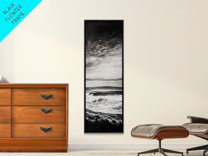 Coastal Waves, Black and White, Ocean Photography, Surf Art, Framed Canvas Print, Minimalist Decor, Beach House Wall Art