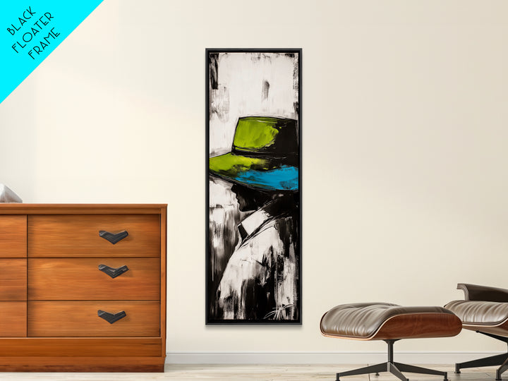 Woman in Hat, Fashion Wall Art, Black and White Portrait, Stylish Decor, Framed Canvas Print, Elegant Home Art, Minimalist Painting