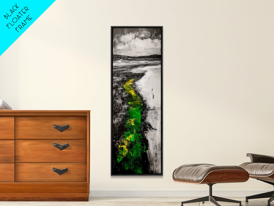 Pathway Landscape, Green and Yellow Art, Rustic Wall Art, Nature Inspired Canvas Print, Office Art, Minimalist Decor, Country Home Art