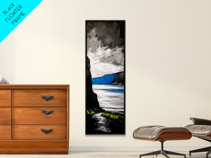 Coastal Cliffs, Ocean Landscape, Abstract Seascape, Modern Art, Canvas Print, Living Room Wall Art, Blue Gray Art, Minimalist Decor