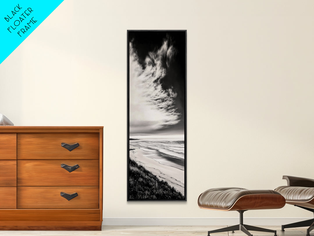 Beach Sunset, Coastal Wall Art, Seascape Painting, Ocean Waves, Framed Canvas Print, Minimalist Decor, Bedroom Wall Art, Gift Idea
