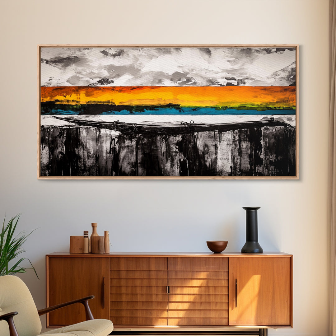 Dramatic Sunset, Abstract Horizon, Vibrant Colorful Art, Bold Nature Wall Art, Southwest Painting, Large Statement Art, Canvas Print