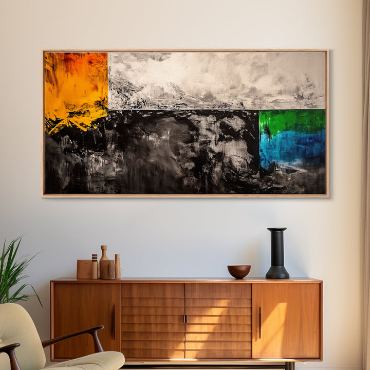 Geometric Blocks, Modern Canvas Print, Abstract Colorful Art, Contemporary Wall Decor, Mid Century Design, Office or Living Room Art